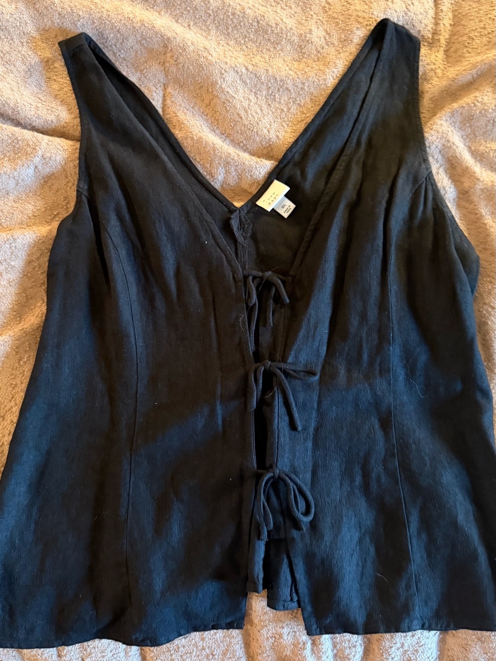 a new day Black Tie-Front V-Neck Tank Top